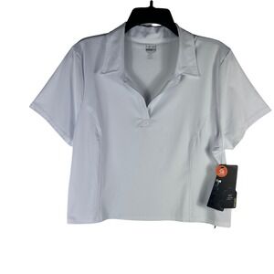 Hind Womens White Short Sleeve Golf Polo Shirt UPF 50 XL‎ CY2334 NEW